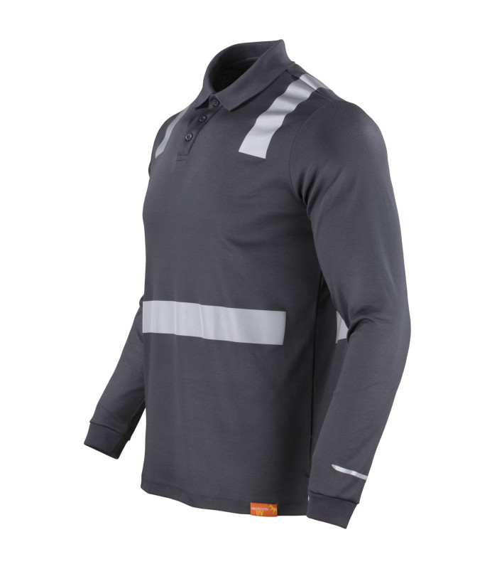 Polera Polo Hibrida con Cinta Reflectiva Manga Larga Hombre
