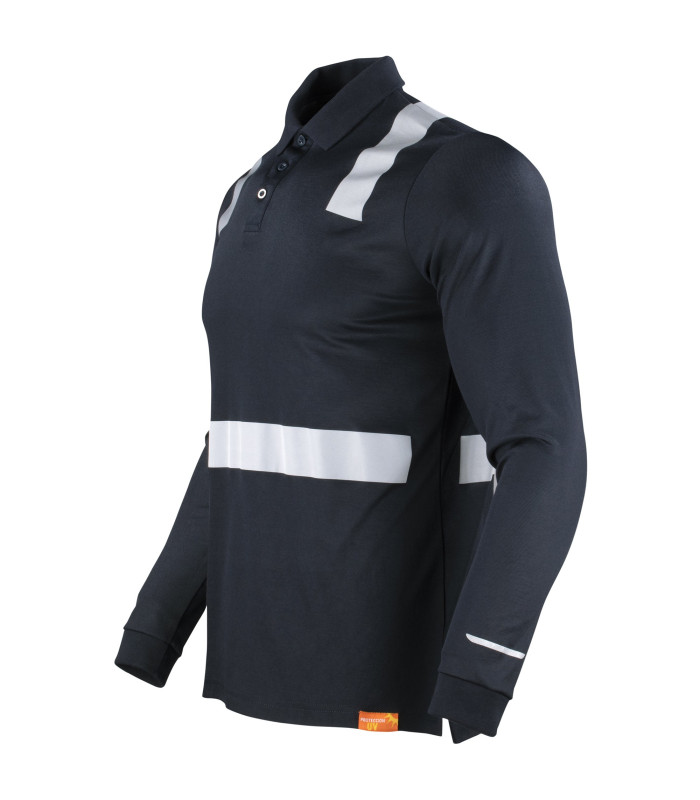 Polera Polo Hibrida con Cinta Reflectiva Manga Larga Hombre