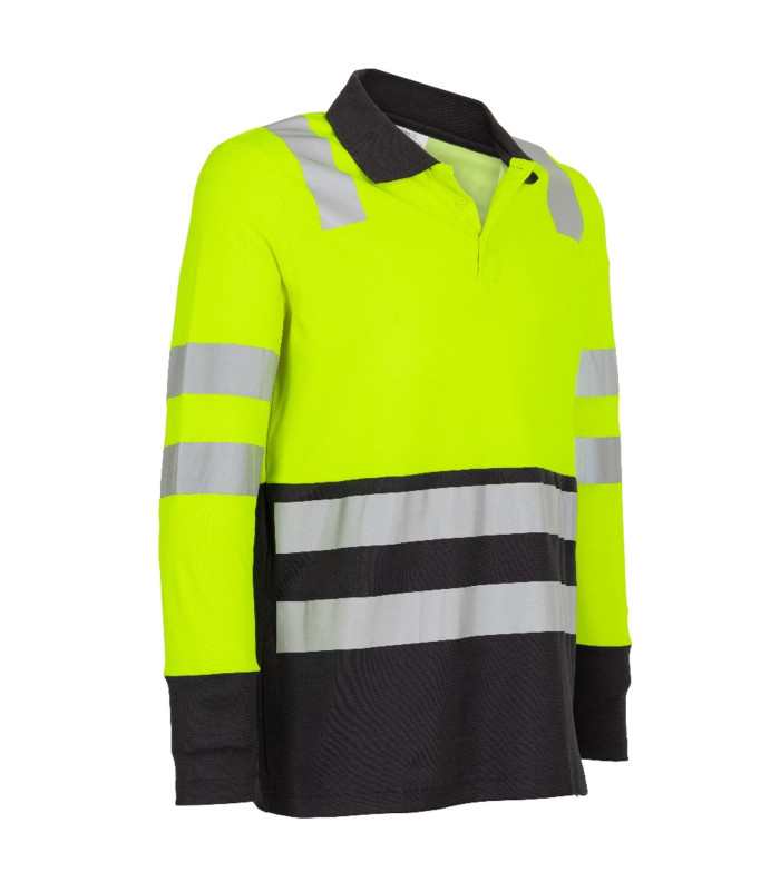 Polera Polo Hibrida Hi-Vis Bi Color Manga Larga Hombre