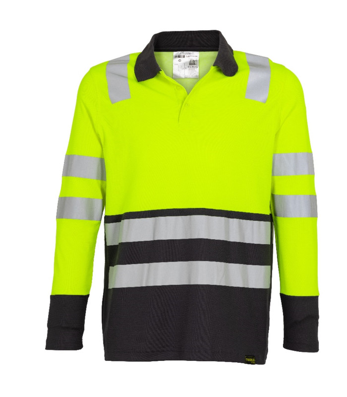Polera Polo Hibrida Hi-Vis Bi Color Manga Larga Hombre