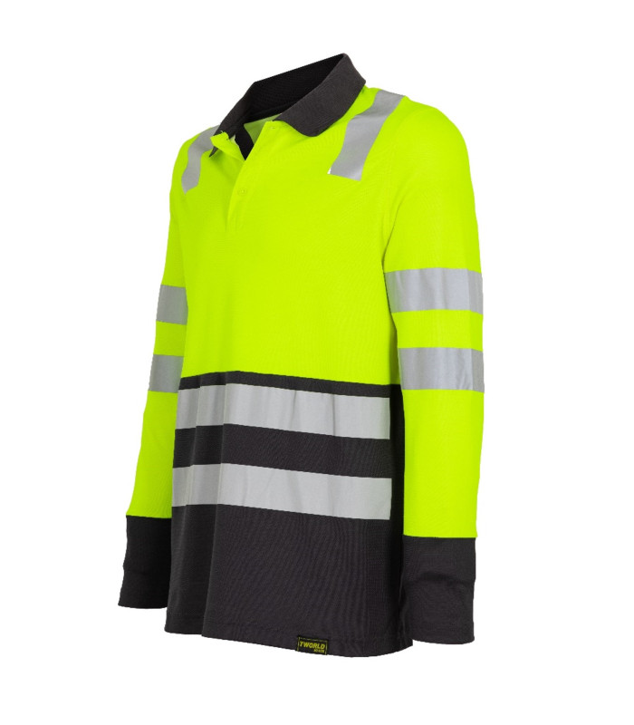 Polera Polo Hibrida Hi-Vis Bi Color Manga Larga Hombre
