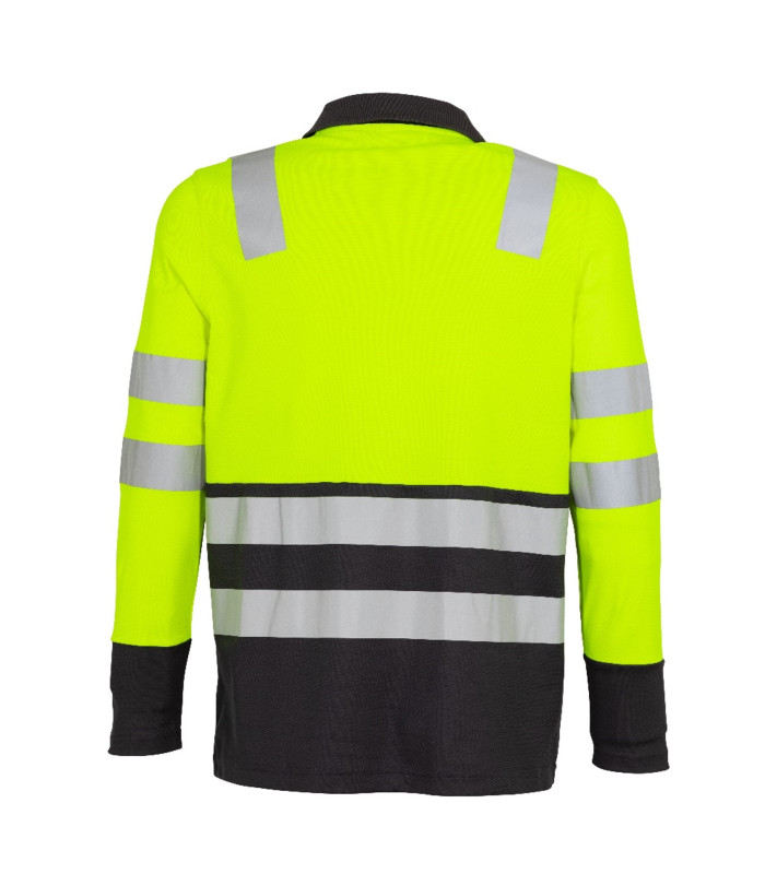 Polera Polo Hibrida Hi-Vis Bi Color Manga Larga Hombre
