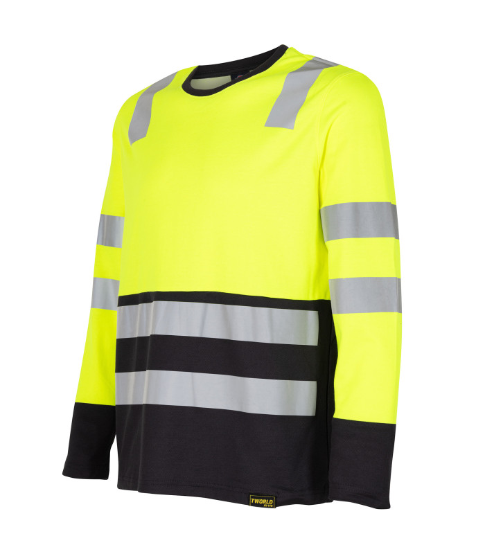 Polera Hibrida Hi-Vis Bi Color Manga Larga Hombre
