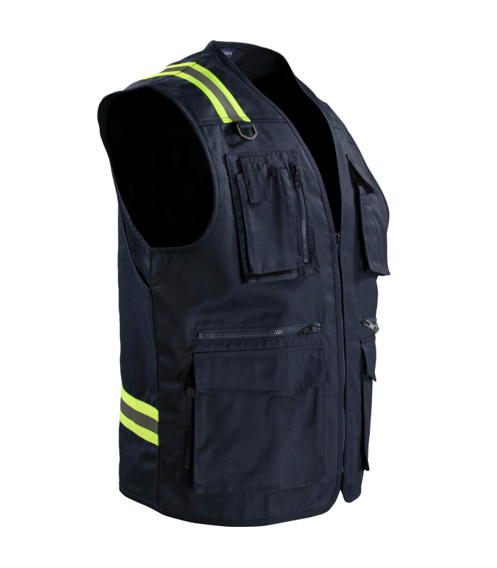 Chaleco Geólogo Gabardina Dual Hi-Vis Con Cinta Día y Noche Hombre