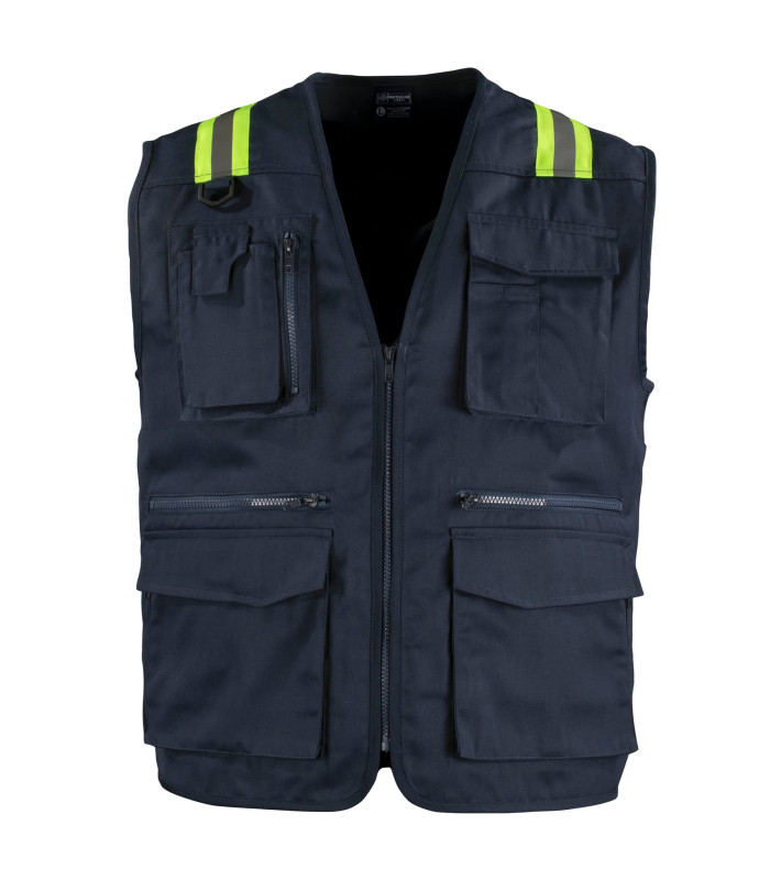 Chaleco Geólogo Gabardina Dual Hi-Vis Con Cinta Día y Noche Hombre