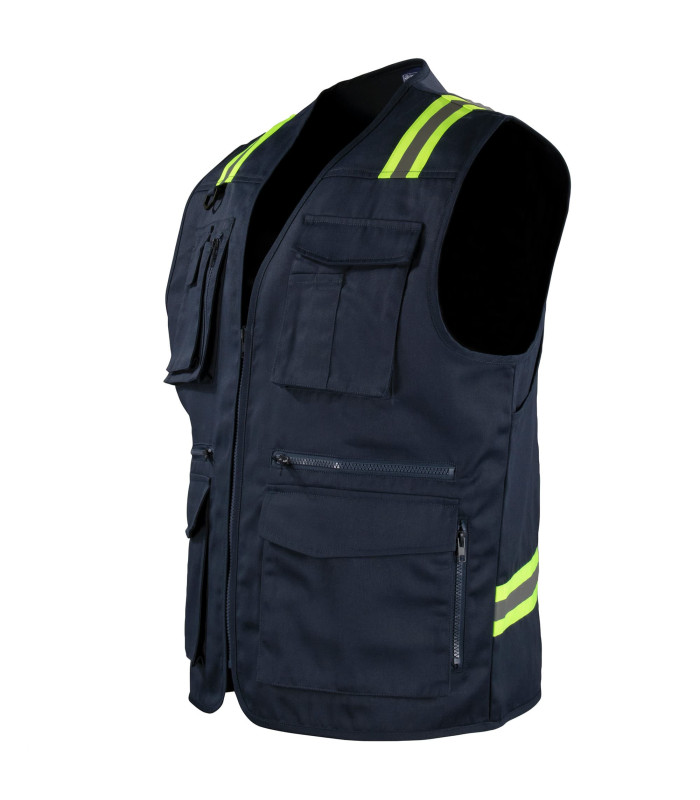 Chaleco Geólogo Gabardina Dual Hi-Vis Con Cinta Día y Noche Hombre
