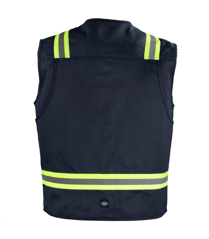 Chaleco Geólogo Gabardina Dual Hi-Vis Con Cinta Día y Noche Hombre