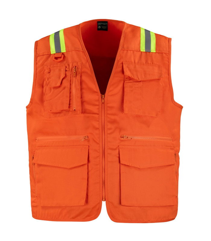 Chaleco Geólogo Gabardina Dual Hi-Vis Con Cinta Día y Noche Hombre